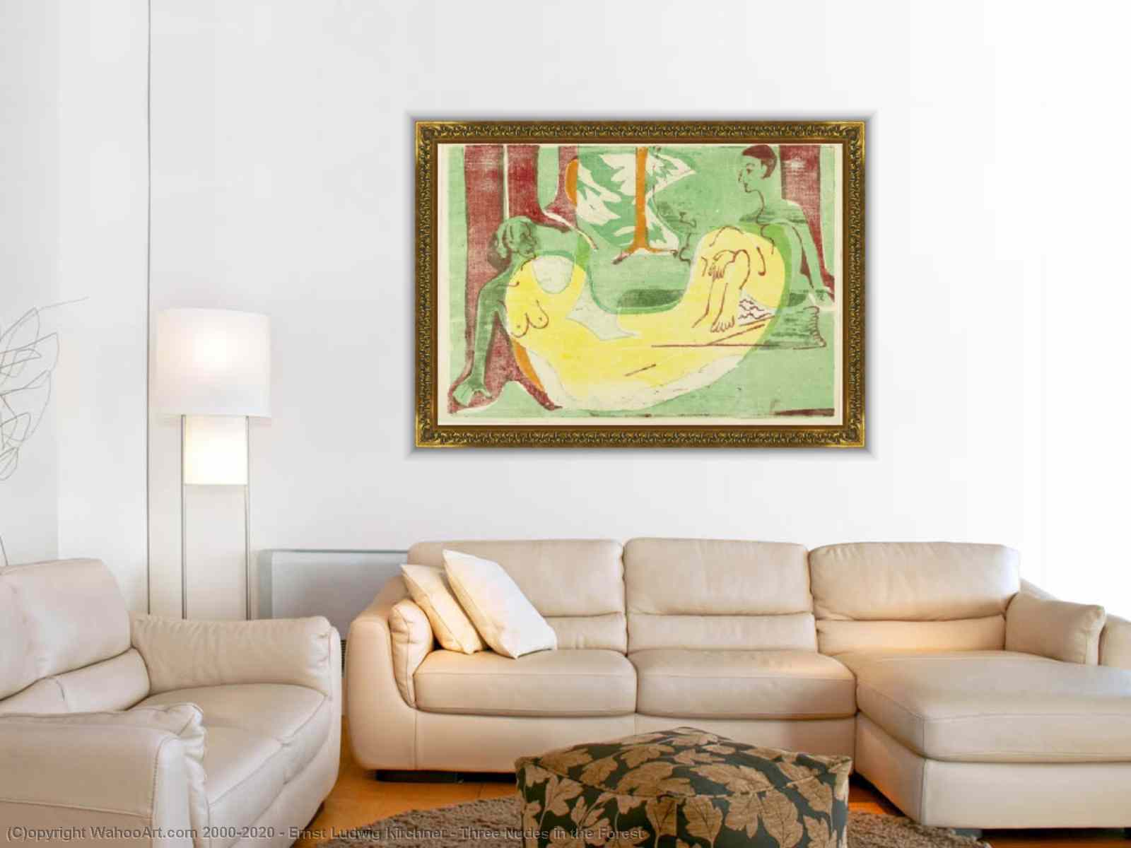 Reproducciones De Arte Del Museo Impresionista tres desnudos en el bosque  de Ernst Ludwig Kirchner | TopImpressionists.com