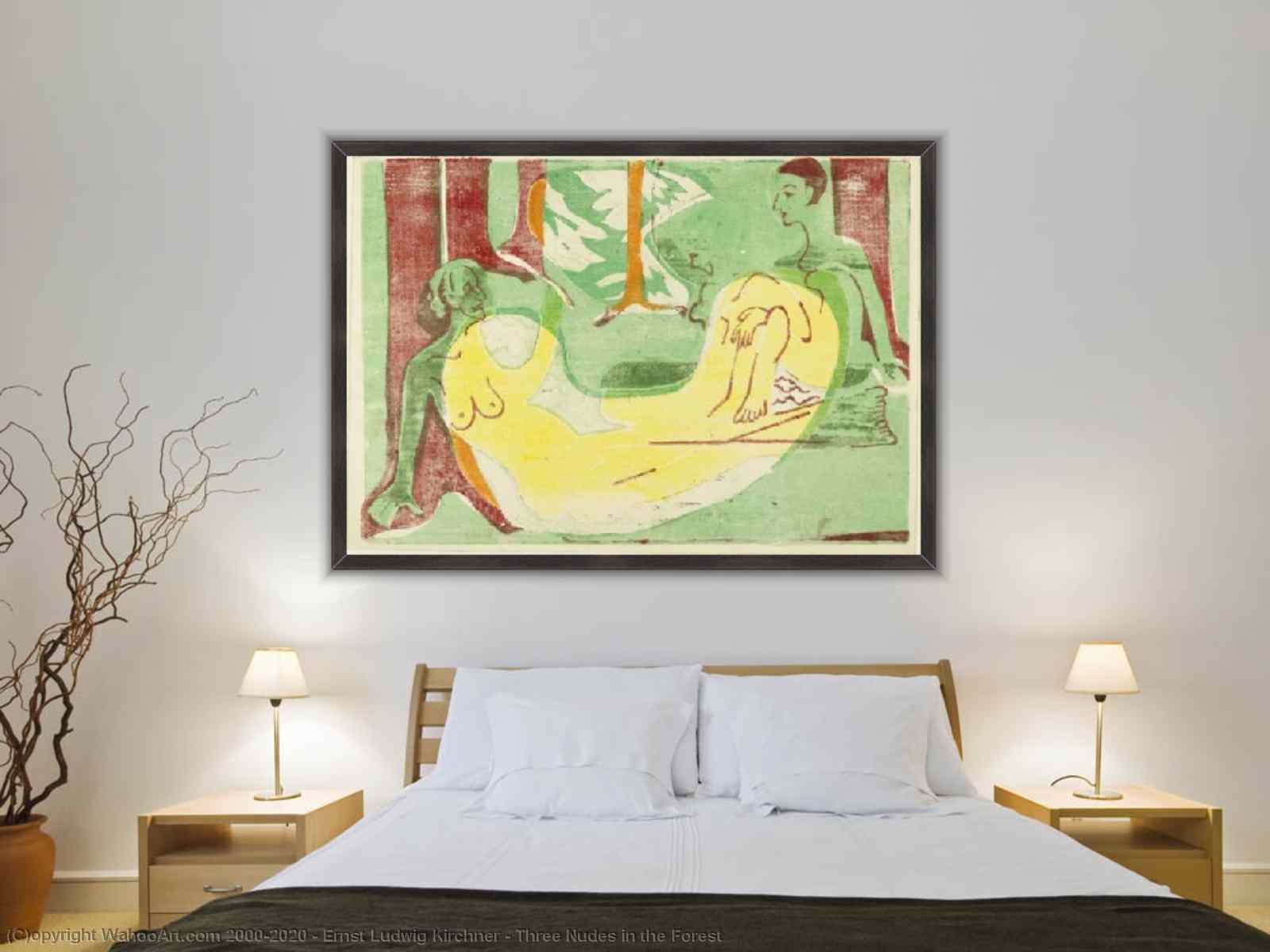 Reproducciones De Arte Del Museo Impresionista tres desnudos en el bosque  de Ernst Ludwig Kirchner | TopImpressionists.com