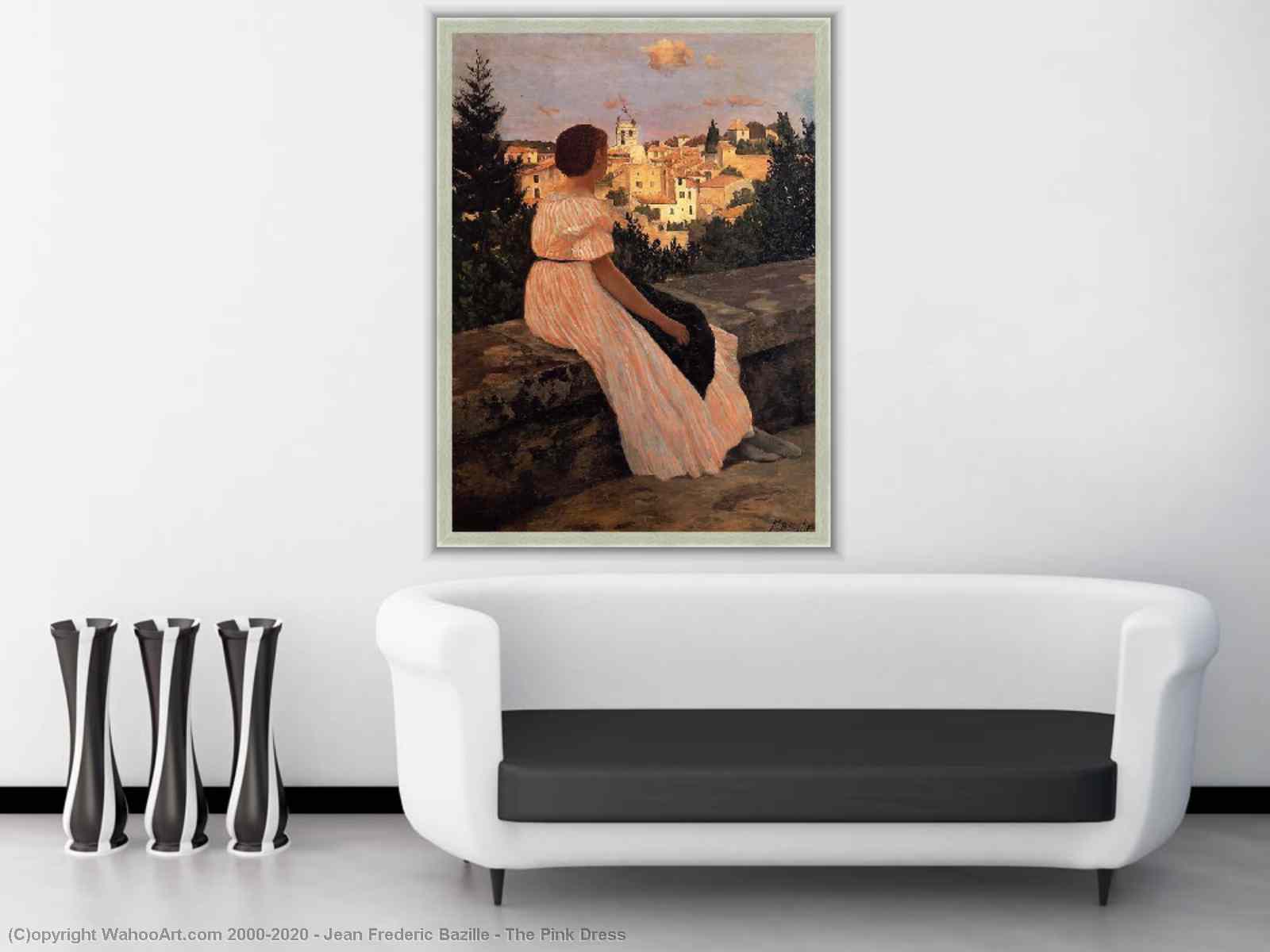 Get Art Reproductions Impressionism The Pink Dress by Jean Frederic Bazille  | TopImpressionists.com
