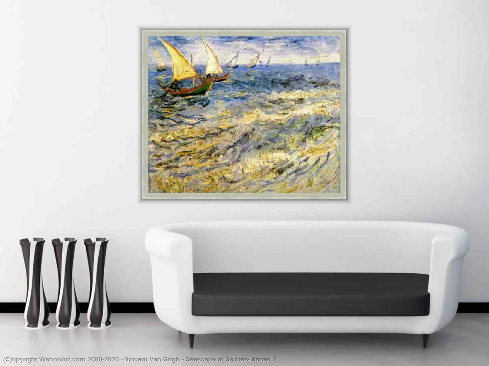 Van Gogh Seascape at Saintes-maries Painting, Hand-painted in Oil on Canvas  