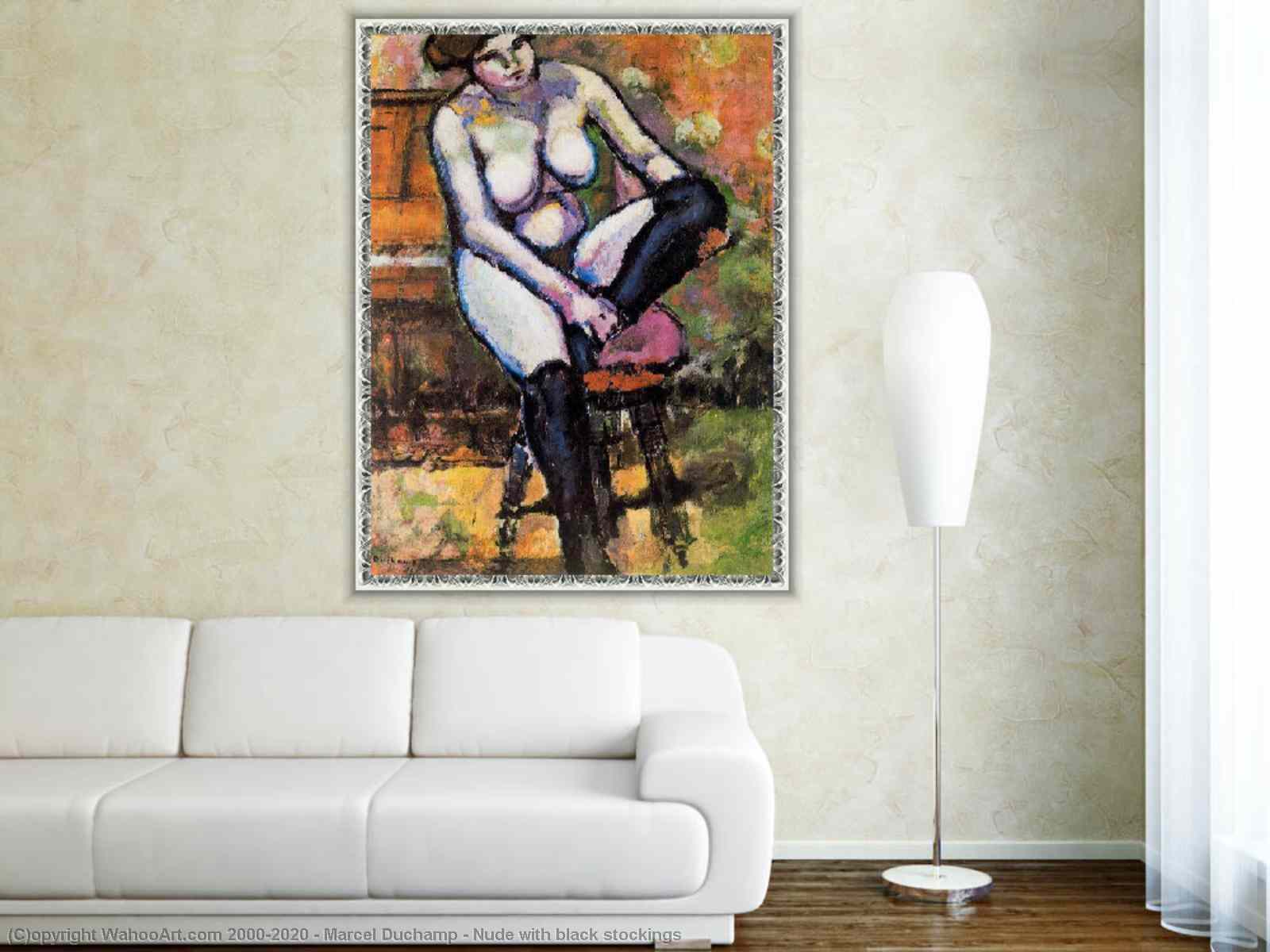 Nude with black stockings by Marcel Duchamp | TopImpressionists.com